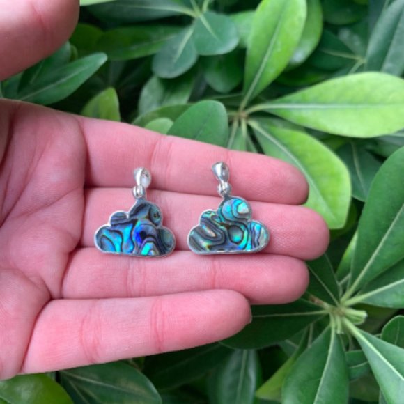 Abalone Cloud Pendant, Kid's Jewelry, Dainty Necklaces, Healing Jewelry, Clouds - Picture 3 of 5